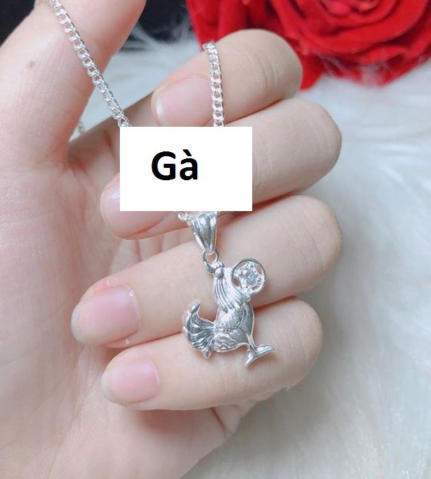 Mặt dây chuyền bạc 12 con giáp kim tiền (không dây)