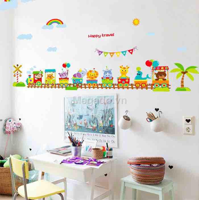 Decal tranh dán tường đoàn tàu cho bé