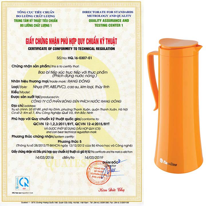 Phích giữ nóng đựng nước Rạng Đông 1L-RD1040 N1.E (màu ngẫu nhiên)