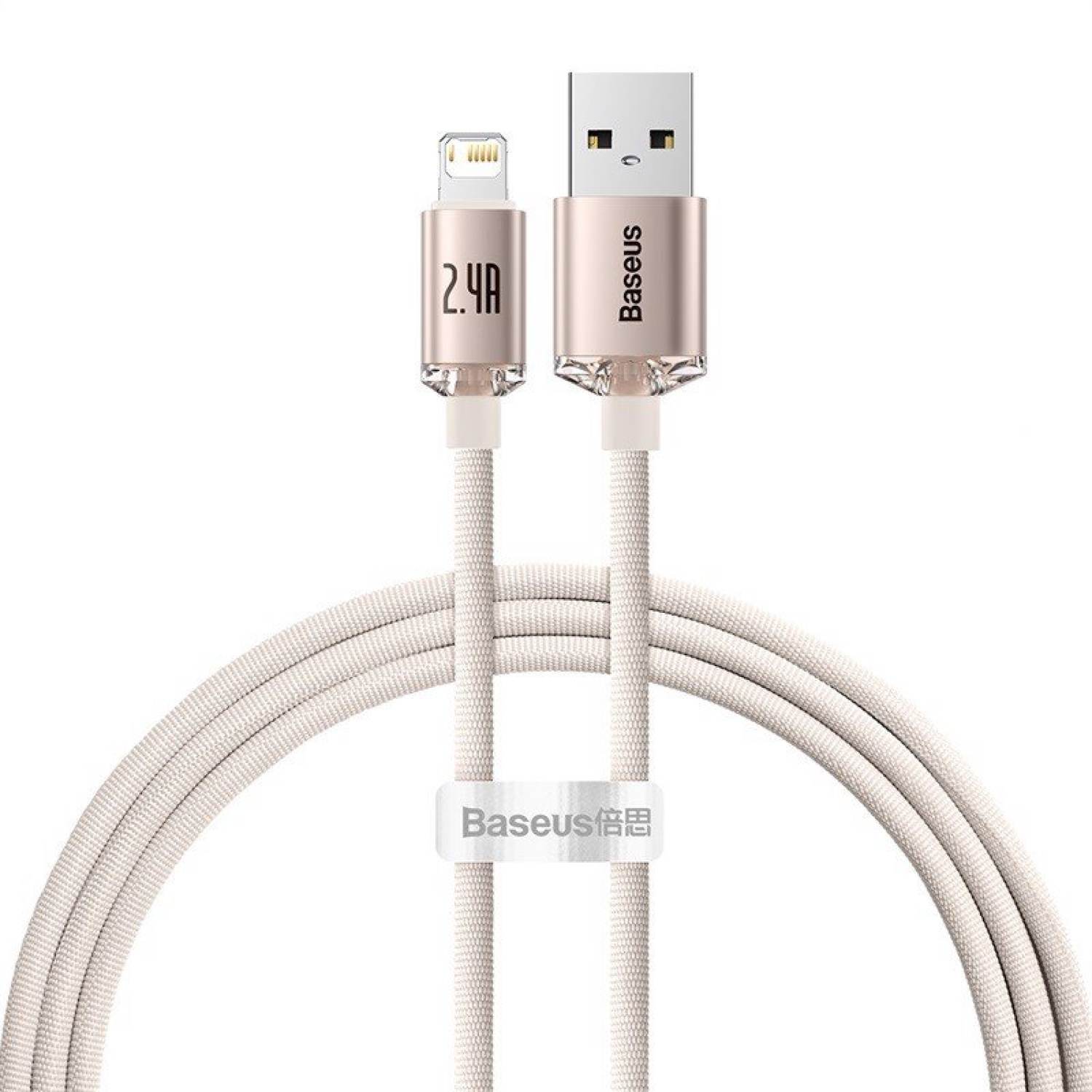 Cáp Sạc Baseus Crystal Shine USB to Ln 2.4A | Bện Vải Thời Trang, Bền Bỉ 1.2m/2m
