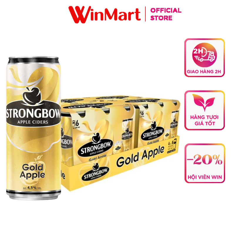 - Thùng 24 lon nước ép lên men vị táo Strongbow Gold lon 330ml