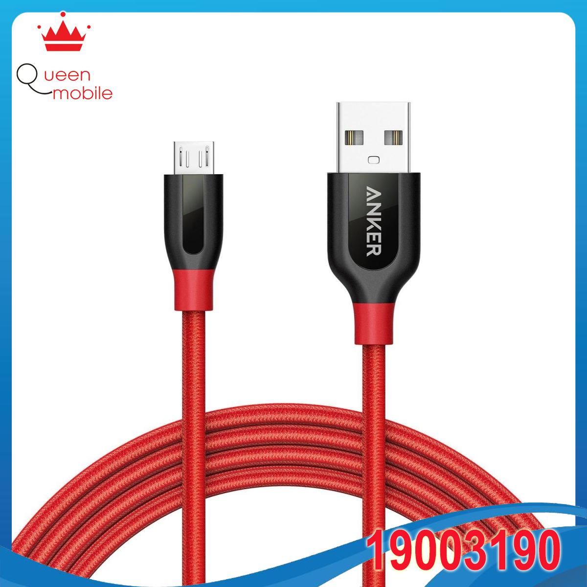 Cáp Sạc Siêu Bền bọc dây kevlar Powerline+ dành cho điện thoại android Micro USB Golden with Offline Packaging V3 with Pouch