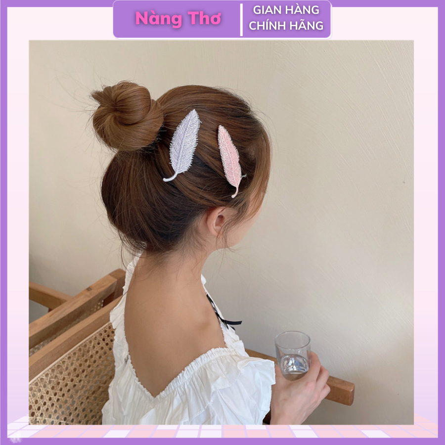 Kẹp tóc hình lá ánh kim xinh xắn thời trang Hàn Quốc cho bạn nữ