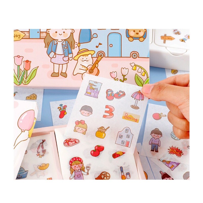 Set 6 tấm sticker - washi dễ thương