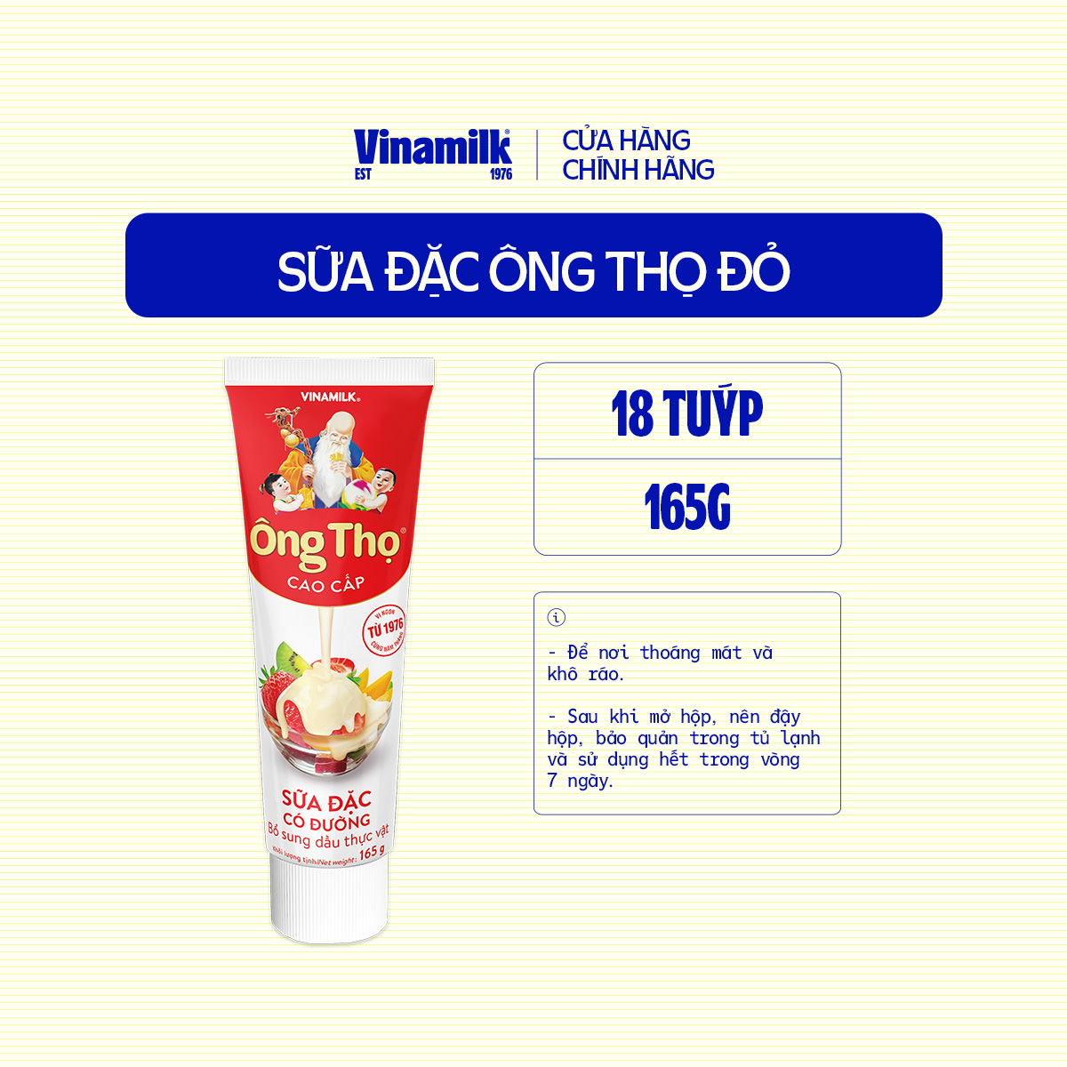 18 Tuýp Sữa Đặc Có Đường Ông Thọ Đỏ 165g