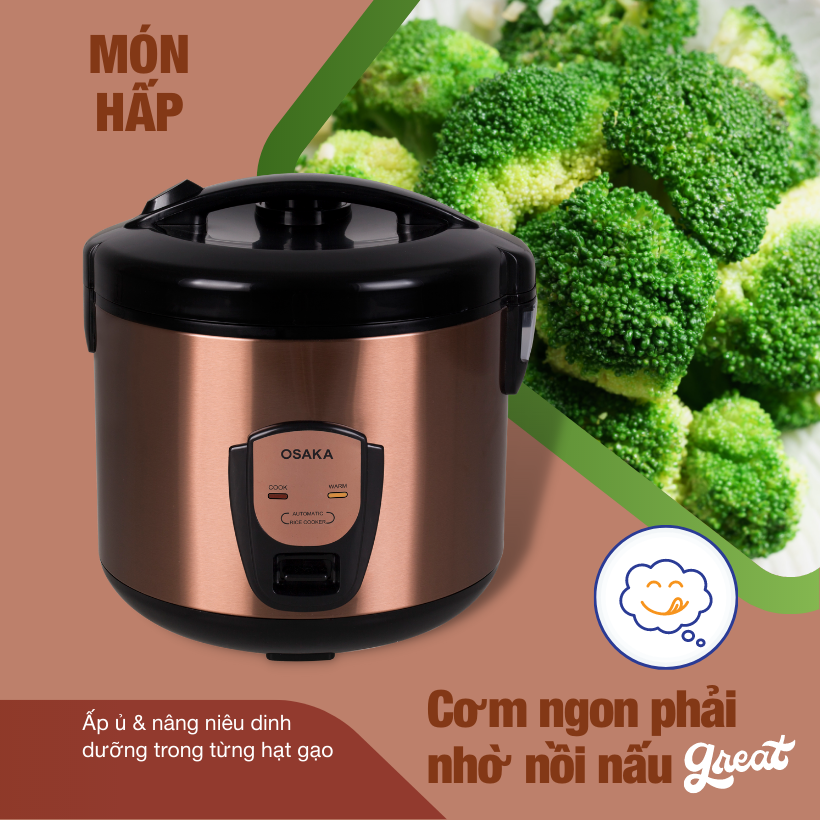 Nồi cơm điện OSAKA RC318P 1.8L (Nâu Đồng)