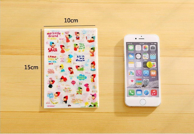 Sticker dán cô bé quàng khăn (6 tờ)