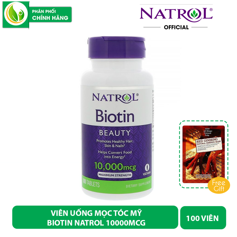 Viên Uống Mọc Tóc Biotin Natrol 10000mcg 100 Viên Giúp Ngăn Ngừa Rụng Tóc Kích Thích Tóc Mọc Dài Và Dày Hơn