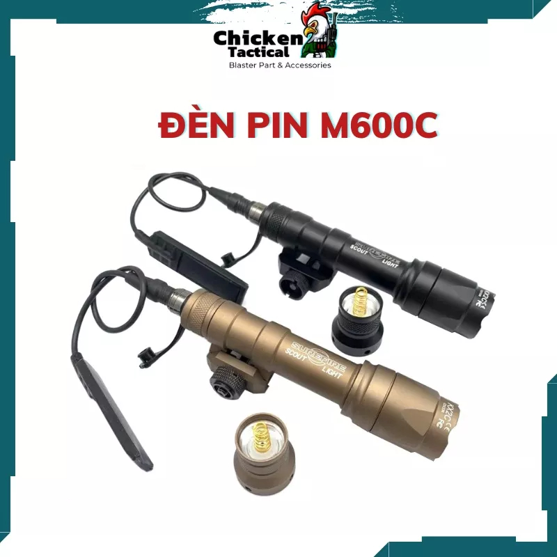 Đèn pin chiến thuật M600C kèm công tắc dây (có pin)