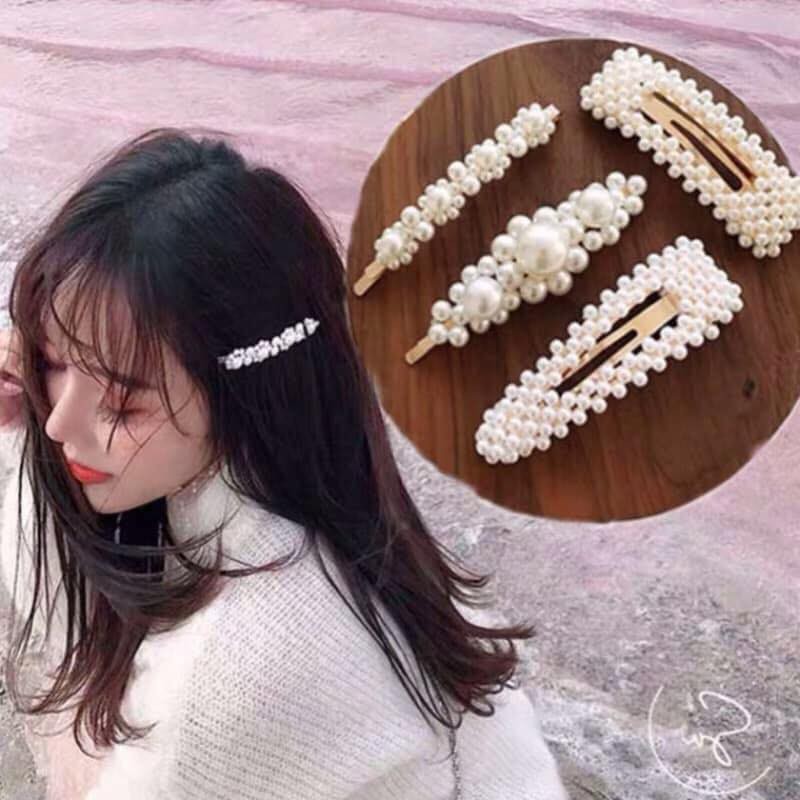 Set kẹp tóc 4 món Hàn Quốc, Kẹp toc Ngoc Trai