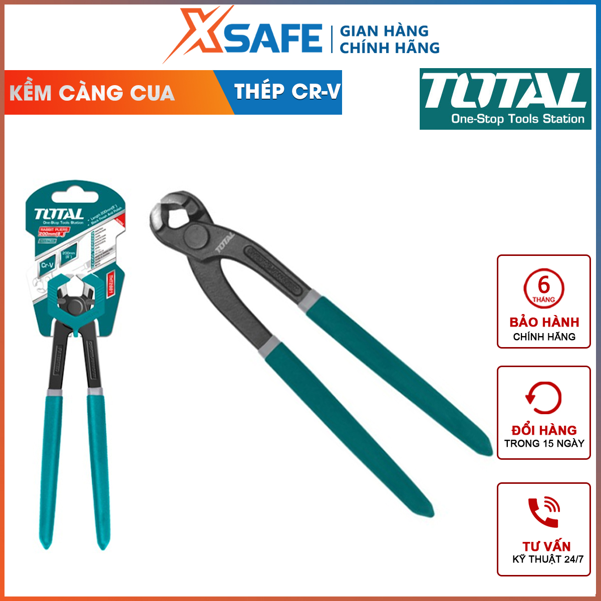 Pliers crab total | nippers crab claw Head Small size long 200mm - 250mm coated with anti-rust, anti-xít, long life cutting, clamp, plucking the kinds of cables, wires, metal wire