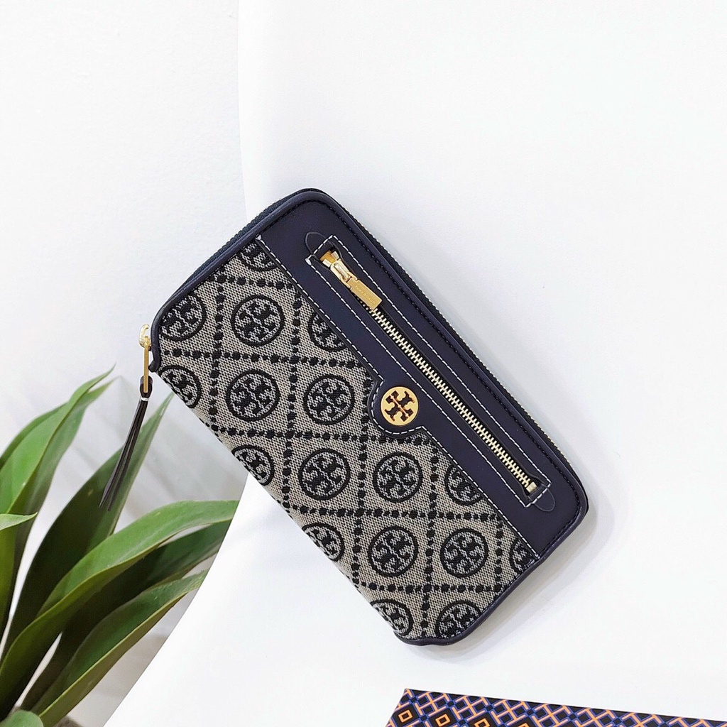 [FULL BOX] Tory Burch- T Monogram Jacquard Zip Continental Wallet 793