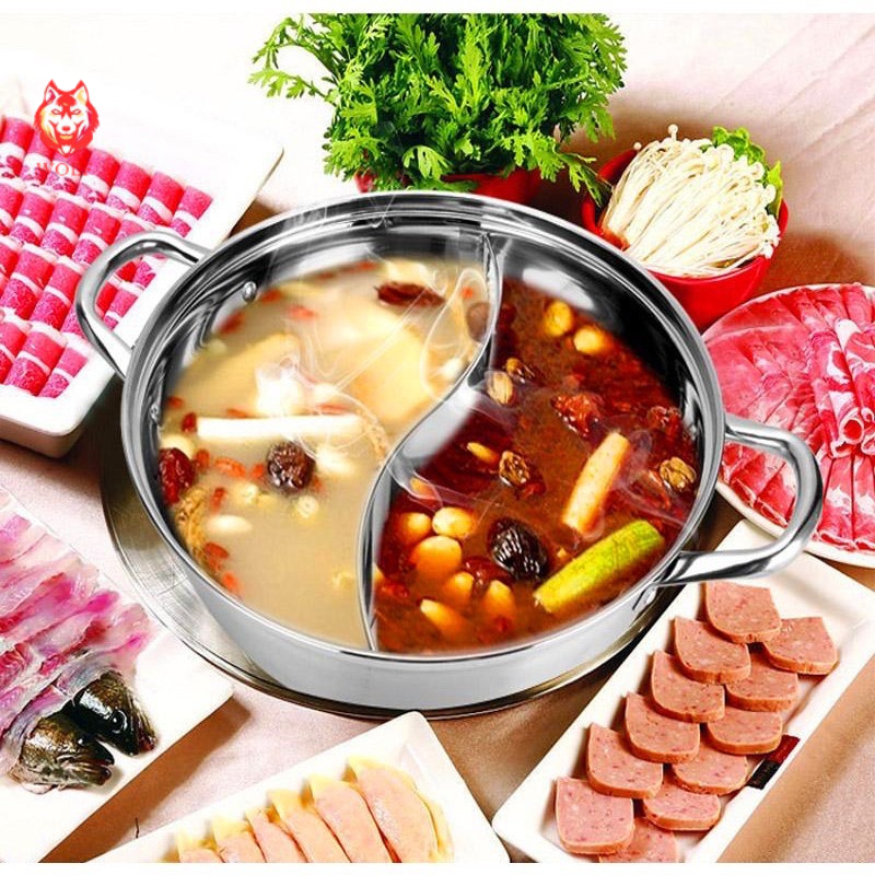 Nồi lẩu inox hai ngăn đa năng nấu được bếp từ