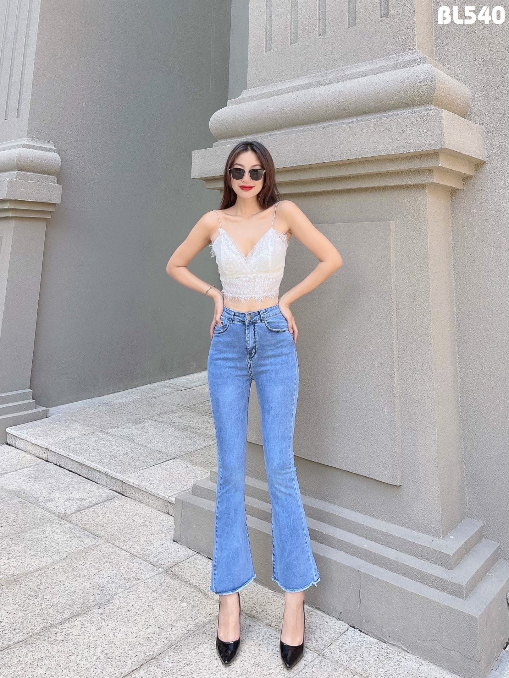 [HCM]Quần jeans nữ 9 tấc ống loe màu sáng Đẹp Store 257