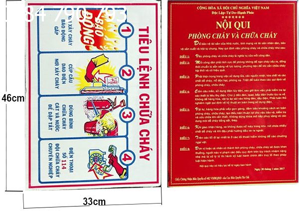 [HCM]Bộ Nội quy tiêu lệnh Phòng cháy chữa cháy dùng cho cửa hàng quán ăn cafe (hình thật 100%)
