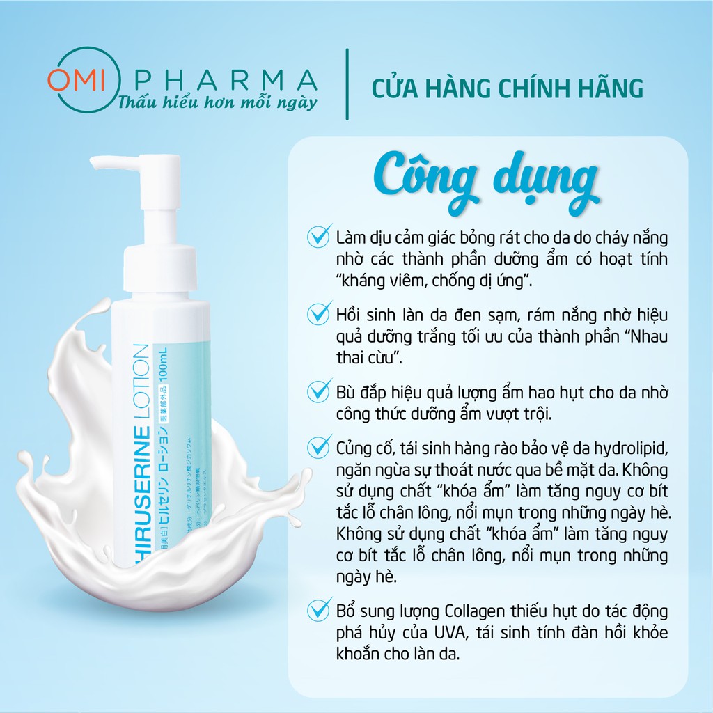 [QUÀ TẶNG KEM DƯỠNG TAY HATOMUGI] Sữa Dưỡng Mềm Mịn Và Làm Trắng Da Hiruserine Lotion (100ml)  ( Dưỡng Trắng Da Chỉ Sau 1 Tuần)