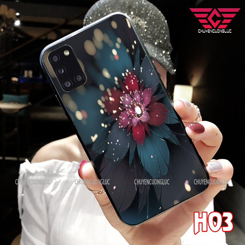 Ốp lưng samsung galaxy A32/ A52/ A72 Bằng kính cường lực in hình hoa lá