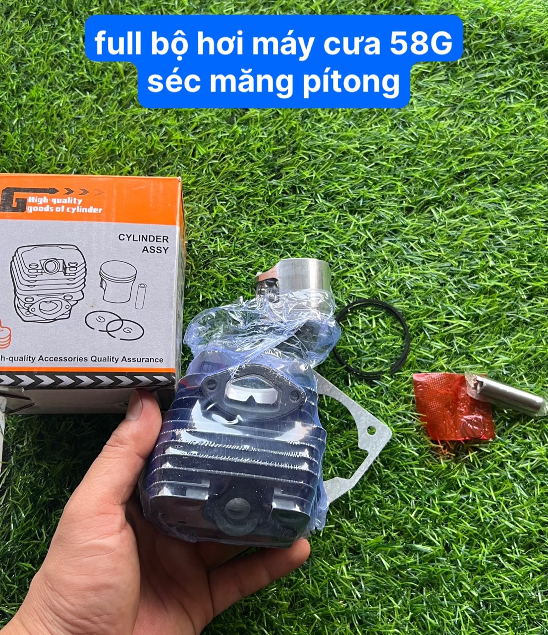 Hơi máy cưa 58 g full bộ hơi sy lanh séc măng pítong doăng đầy đủ bộ hơi máy cưa 5800 séc măng và pít tong nòng hơi xy lanh 58