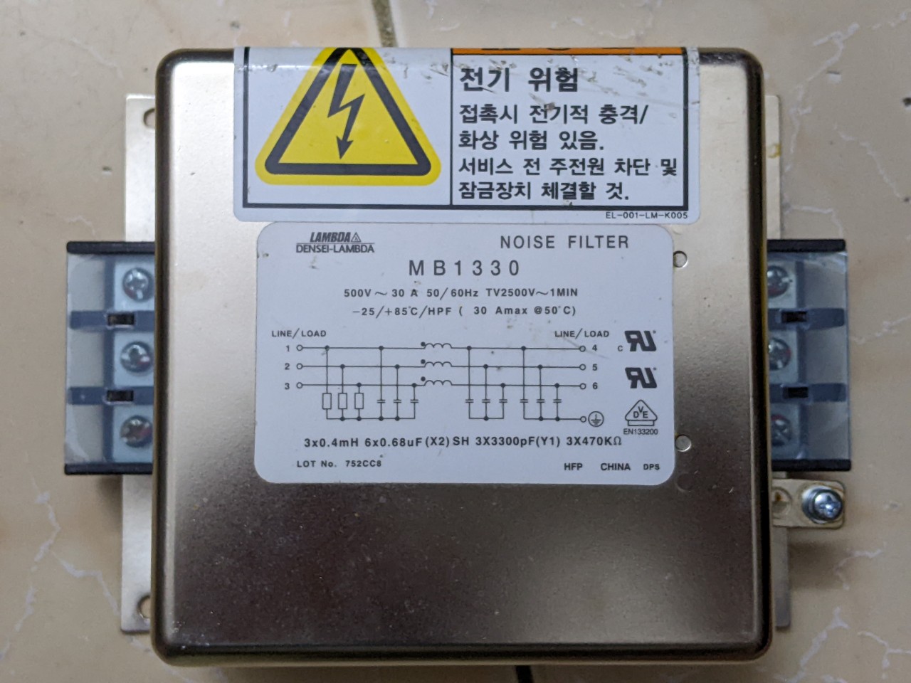 Lọc nguồn emi Lambda 3phase 30A/500V size lớn thảo tủ thiết bị CNC Hàn quốc