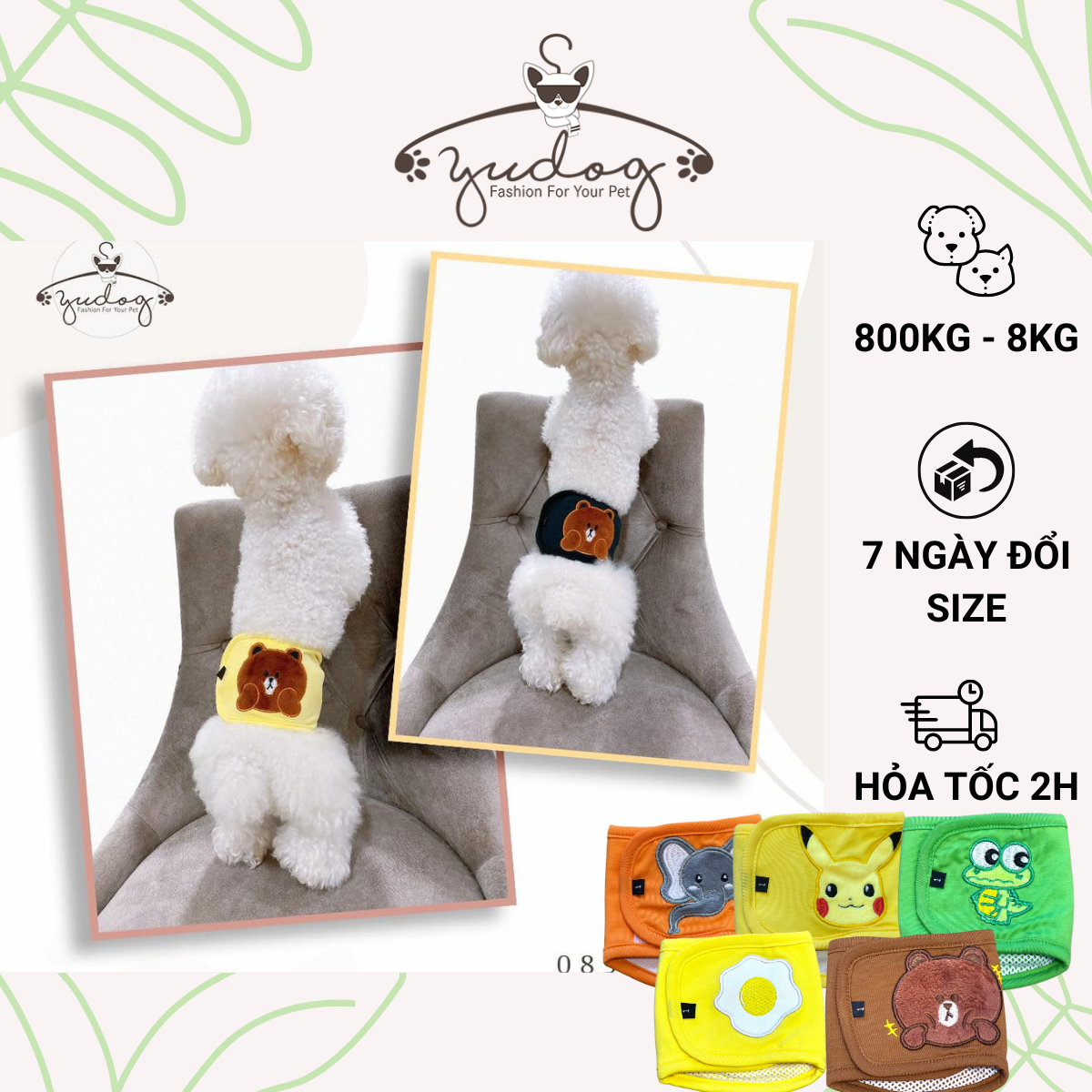 Tã bỉm vải cho chó mèo đực yudog