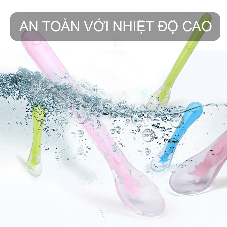 Cặp thìa silicon cao cấp đầu mềm cho bé. Thìa ăn dặm cho bé