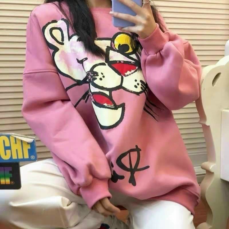 [HCM]Áo Sweater Báo Hồng Xinh XắnChất Nỉ Bông Bao Đẹp-TP