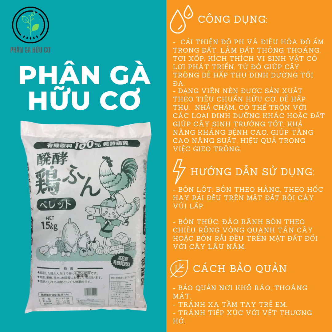 [HCM]phân gà hữ cơ Nhật Bản - viên nén
