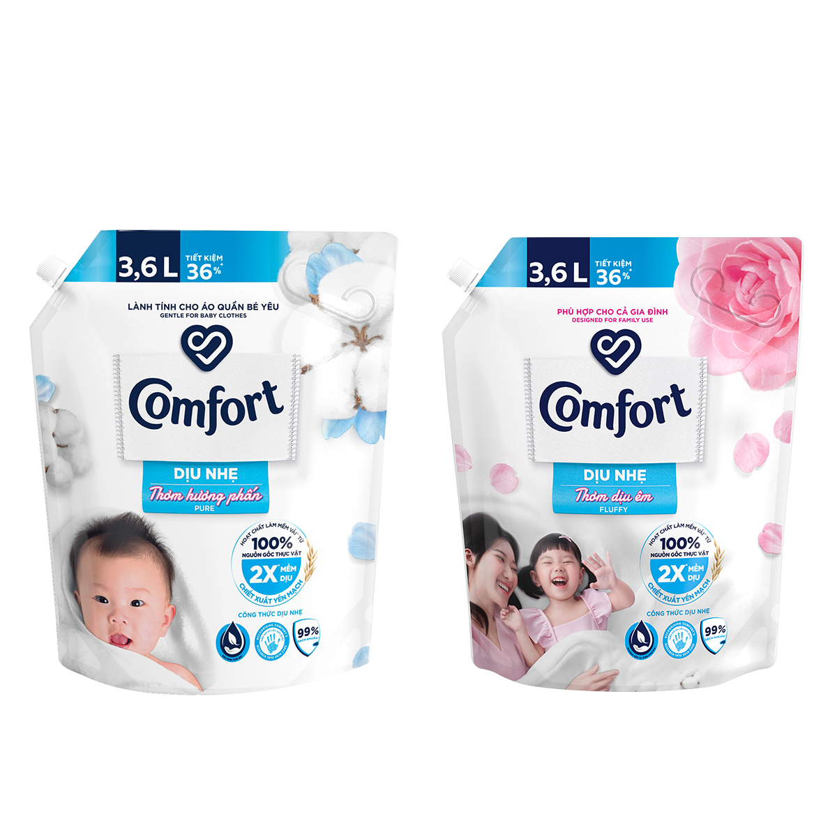(Livestream) - Combo 2 Nước Xả Vải Comfort Dịu Nhẹ 3.6L