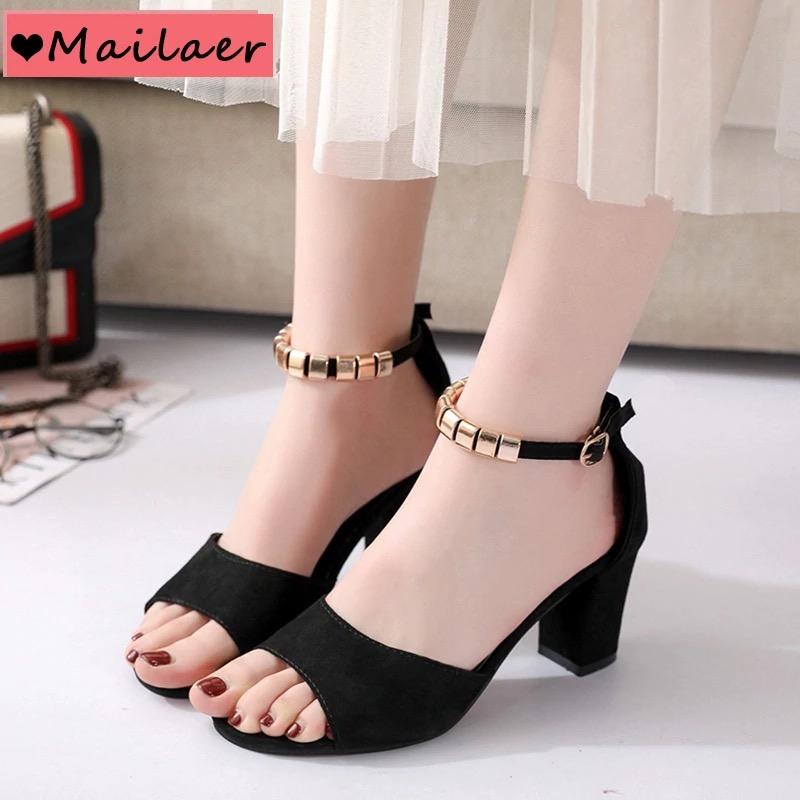 Giầy Nữ Cao Gót  5 phân (Xăng Đan) Gót Vuông Thời Trang Trẻ (Grab Store)