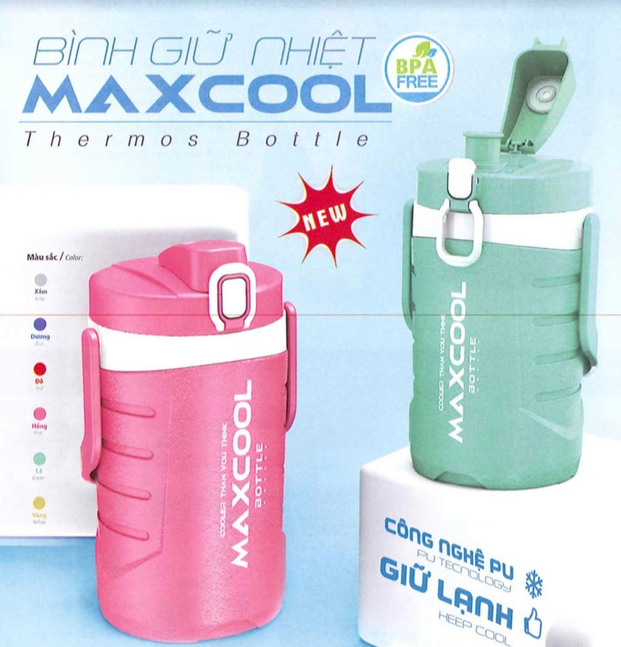 Bình nước giữ nhiệt maxcool 1l nhựa duy tân