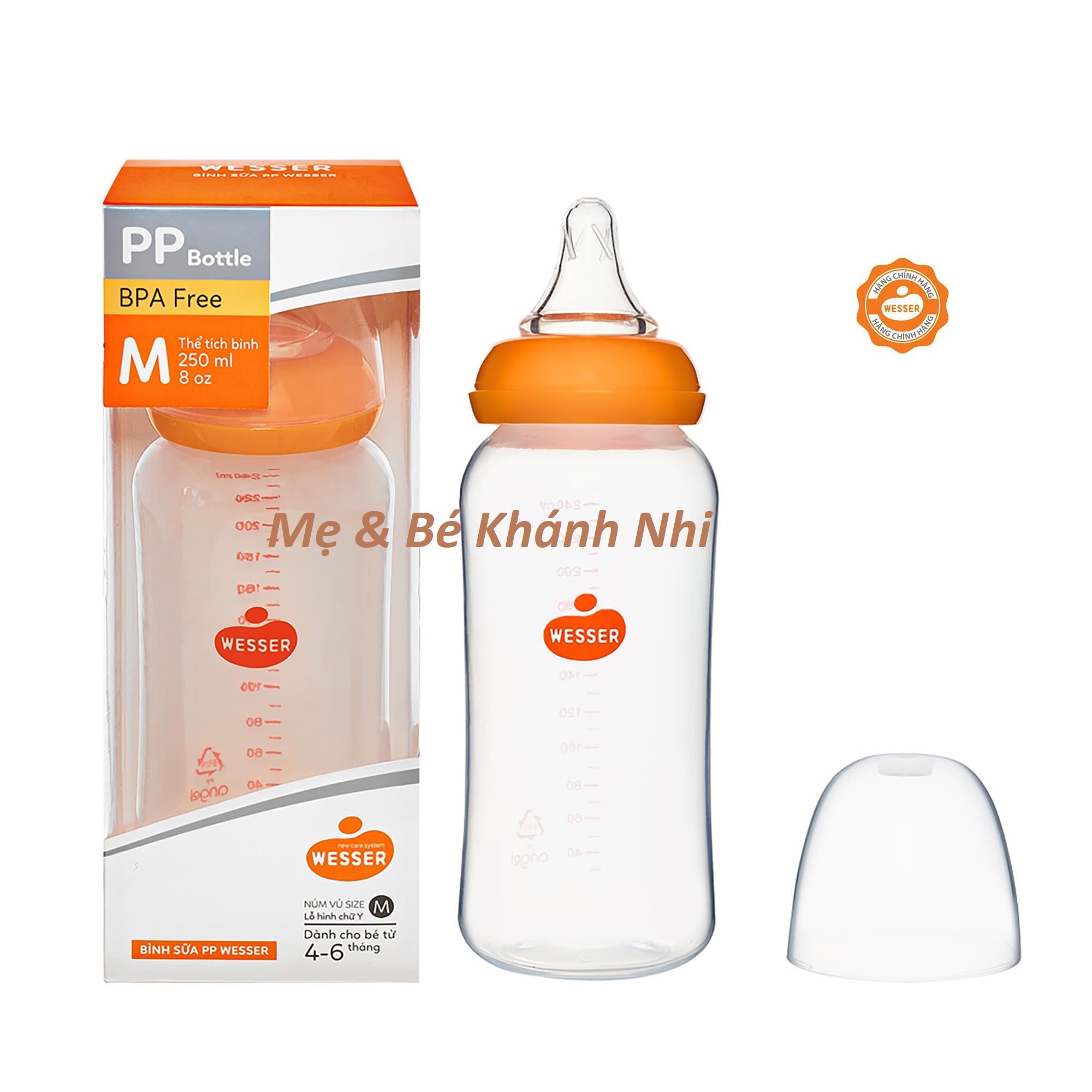 BÌNH SỮA CHO BÉ - BÌNH SỮA WESSER CỔ HẸP 250ML