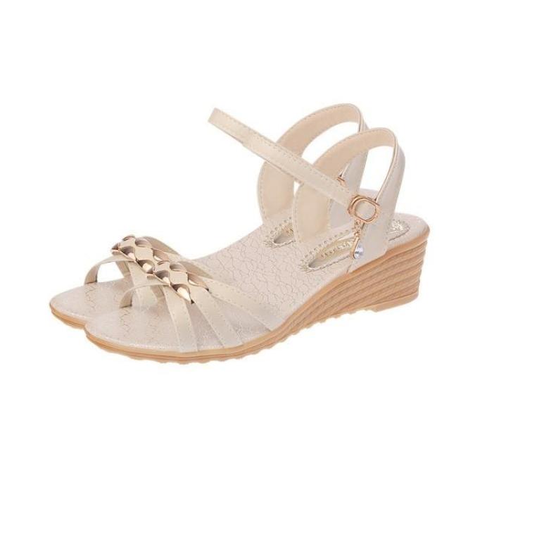 Giày sandal nữ đế xuồng màu kem ADODA - ADDGN307 giá rẻ
