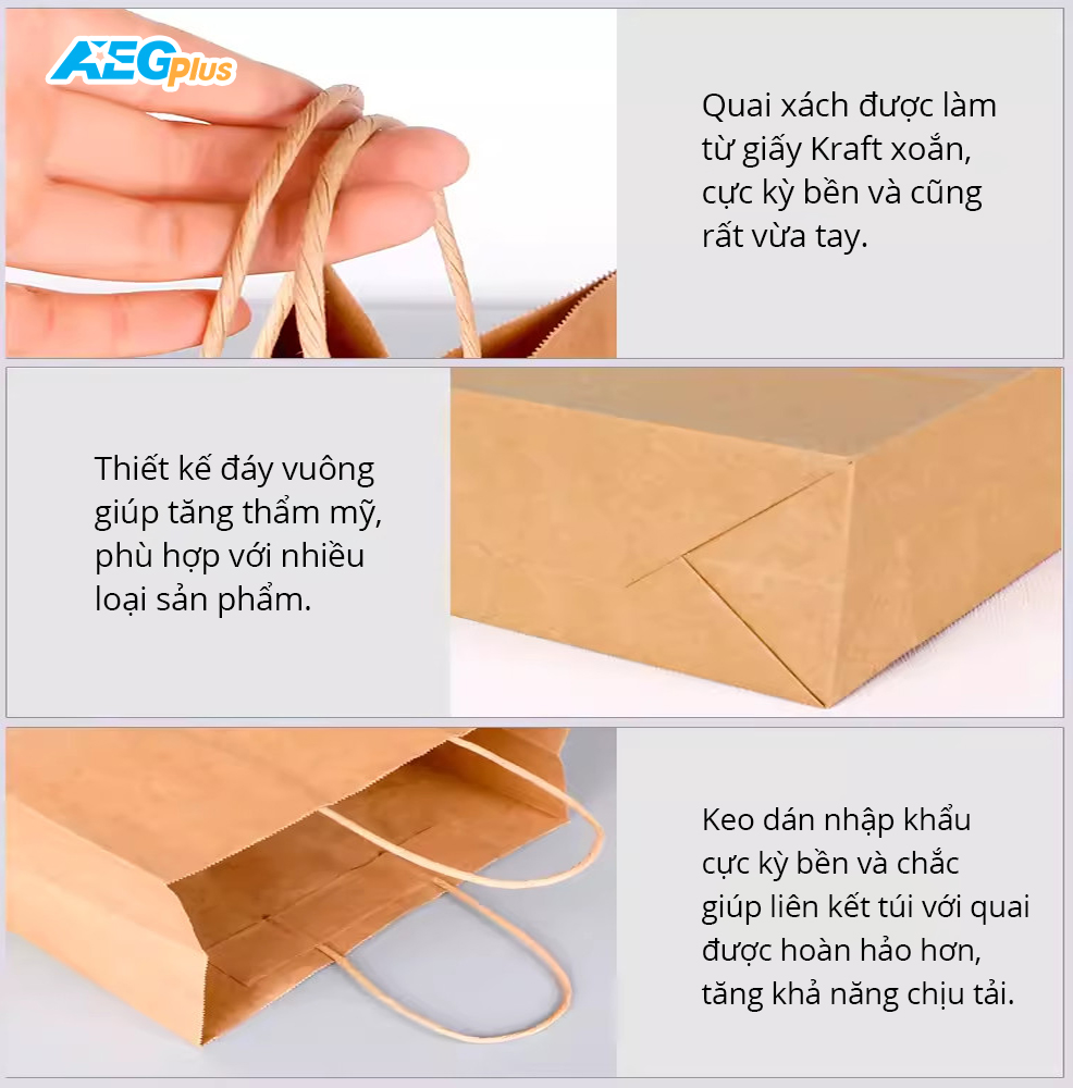 100 chiếc Túi giấy kraft có quai mã VQ7