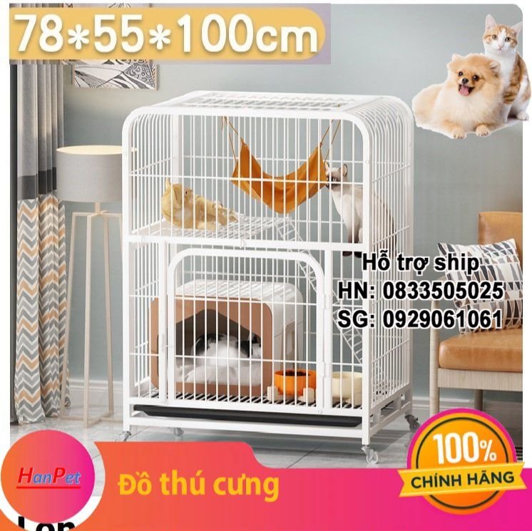 Lồng mèo nan ống 2 tầng Size M cao 1m