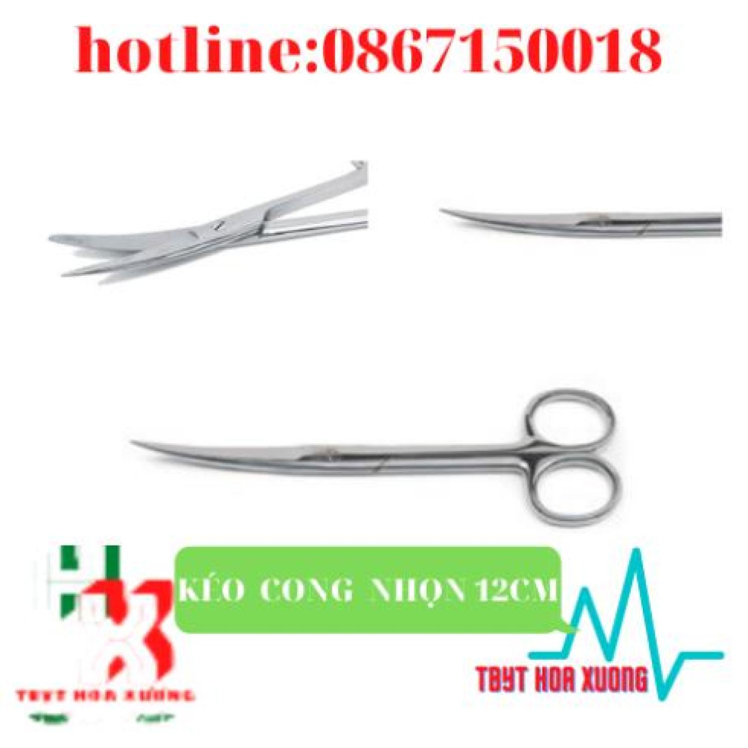 Kéo Y  Tế Cong Nhọn 12,14,16,18,20cm