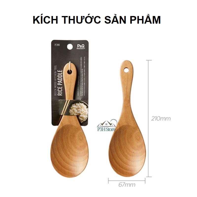 Muôi múc cơm vá múc cơm Lock&Lock bằng gỗ sồi P-1055