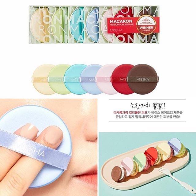 Bông phấn nước Macaron Tension Puff fitting missha (combo 3 cái)