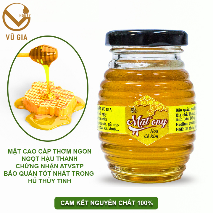 Mật Ong Hoa Cỏ Kim Cao Cấp Nguyên Chất Vũ Gia 100ml - Chất lượng vượt trội Tăng cường sức đề kháng, hỗ trợ dạ dày, ăn ngon miệng, ngủ sâu giấc, hỗ trợ làm đẹp chăm sóc da