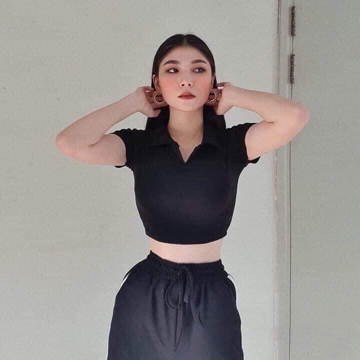 Áo croptop nữ cổ bẻ thời trang cao cấp XIXO