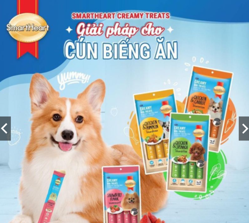 Súp thưởng cho chó KEM THƯỞNG Smart Heart Creamy Dog Treats dạng thanh 15gr- Thức ăn dinh dưỡng cưng
