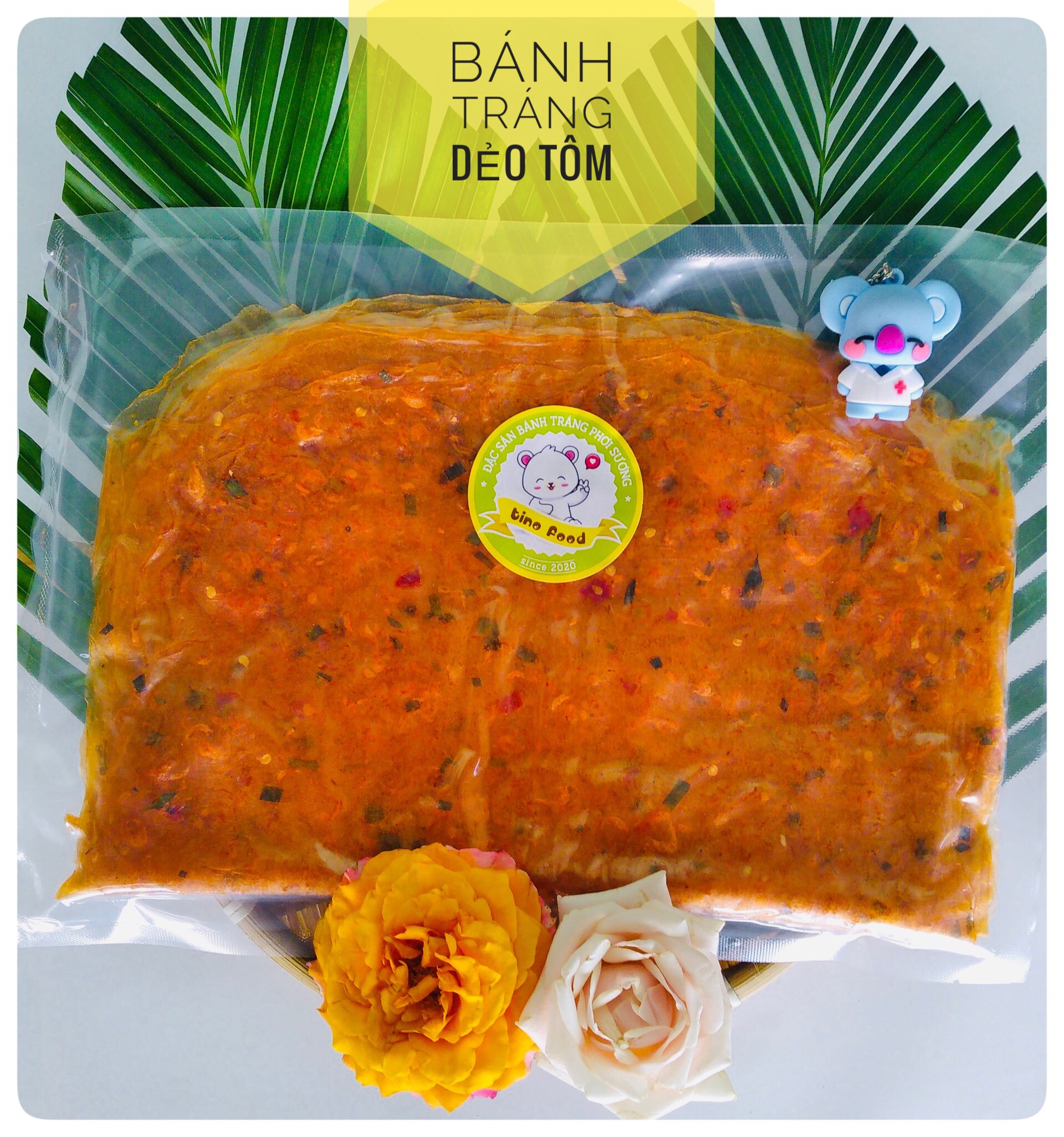 Bánh tráng dẻo tôm (500g) - Đặc sản bánh tráng phơi sương Tây Ninh - Ăn vặt Tino Food - Bánh hút chân không an toàn vệ sinh thực phẩm - Mềm dẻo thơm ngon - KL: 500g -1Kg