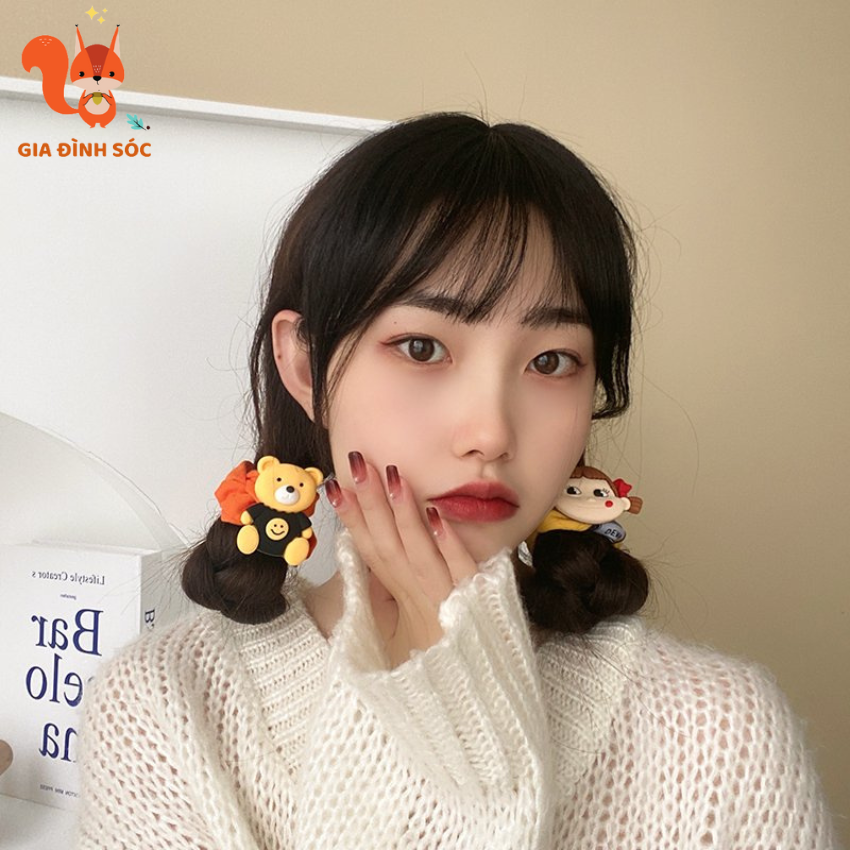 Dây buộc tóc vải hình hoạt hình dễ thương