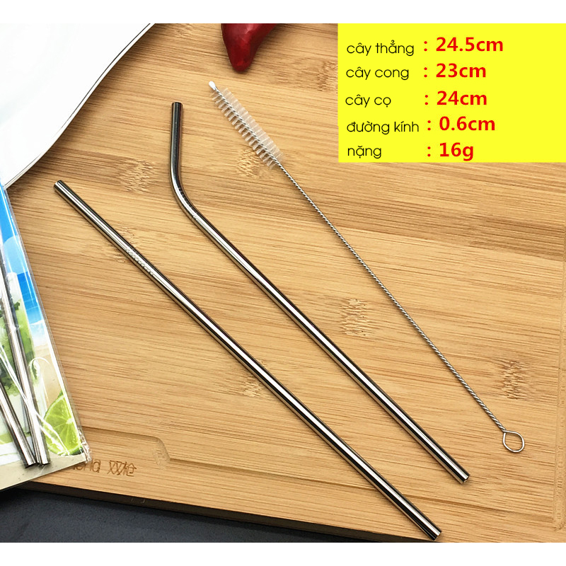 Bộ ống hút inox 304 - 1 bộ 2 ống hút và 1 cọ rửa - Tiện dụng đi dã ngoại ,du lịch văn phòng bền đẹp