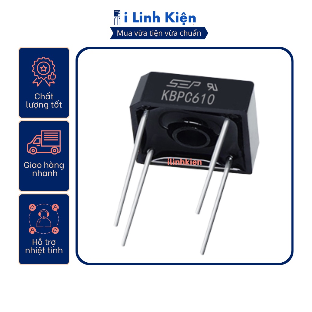 Kbpc610 diode cầu 6a 1000v dip-4