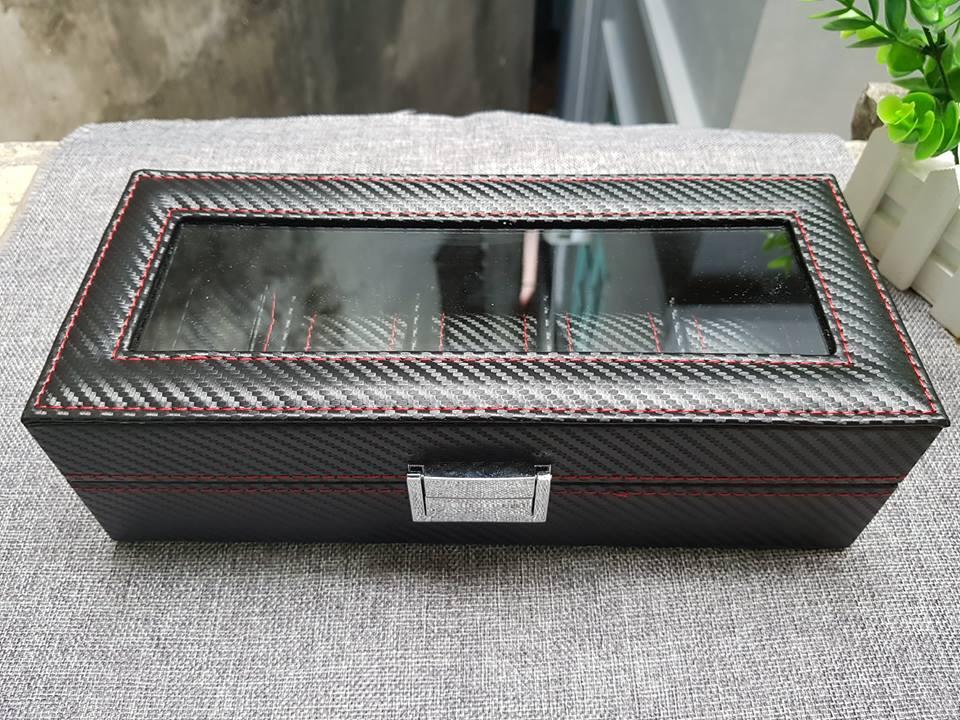 Hộp Đựng Đồng Hồ 5 Ngăn Phủ Carbon