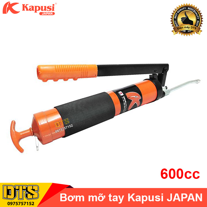 Bơm mỡ Nhật 600cc Kapusi JAPAN, không e mỡ khi bơm, 2 ti ép cho mỡ ra nhanh và nhiều hơn
