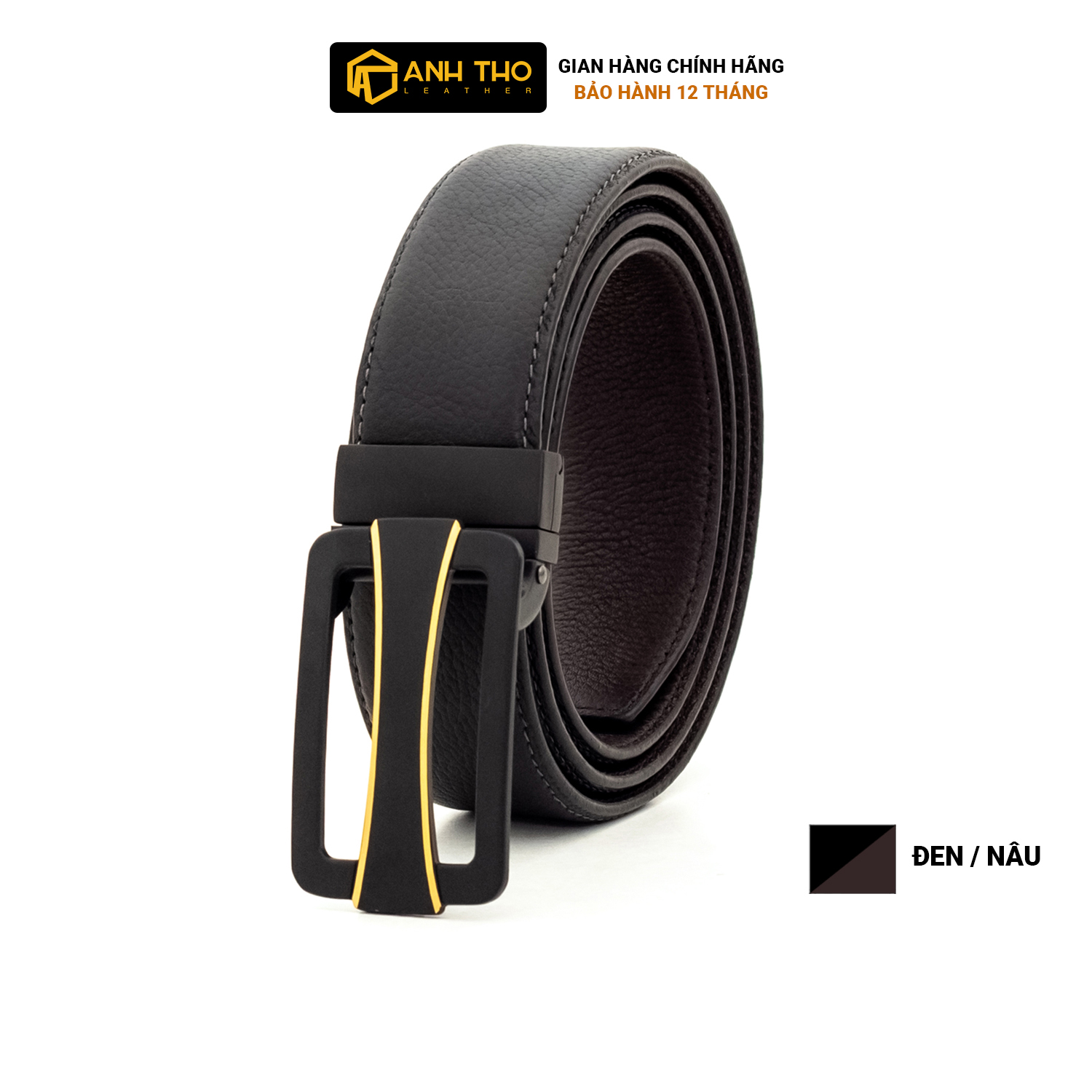 Thắt lưng da bò khóa xoay mib35-2m02 | anh tho leather | da bò ý