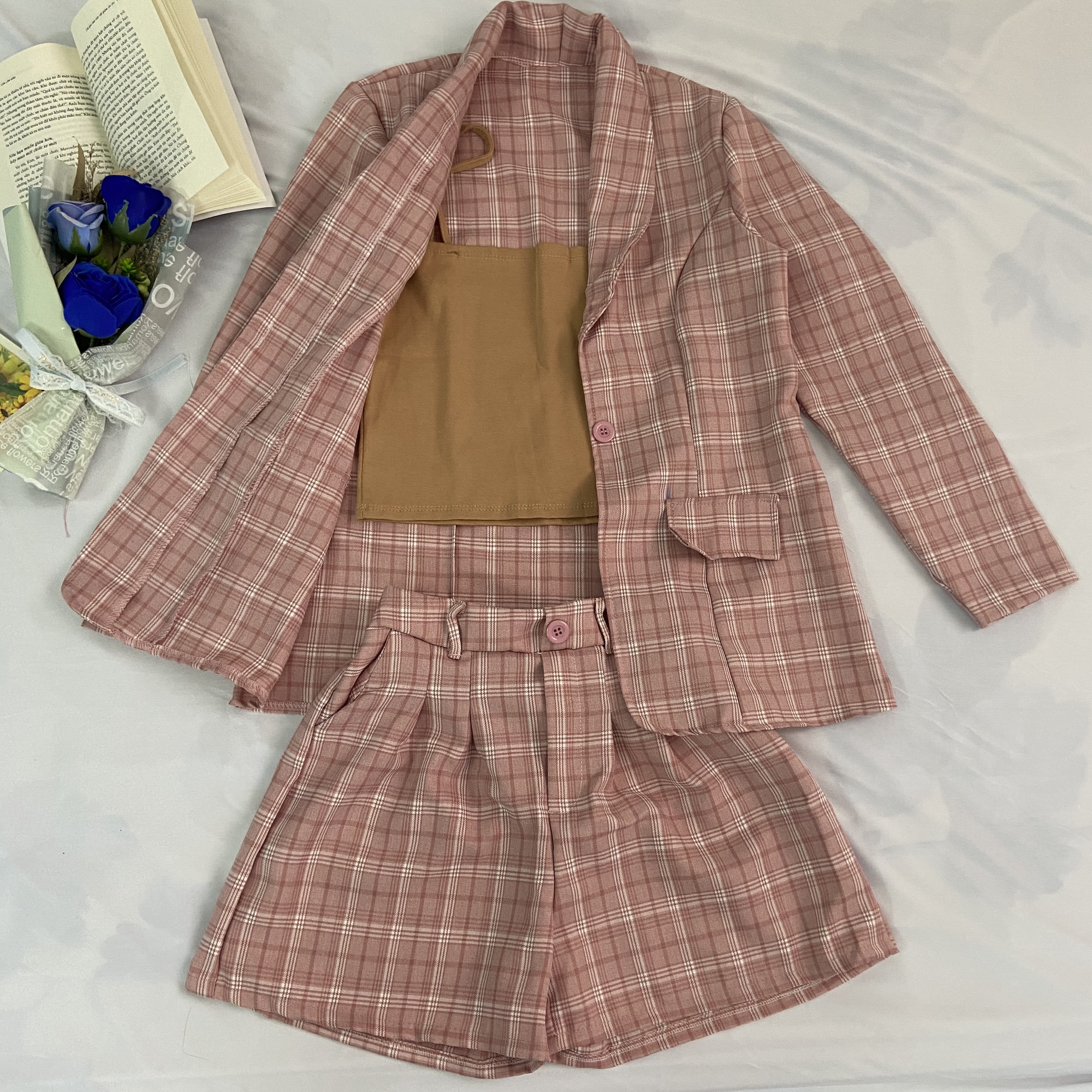 [Ảnh Thật] Sét vest ba món vải bố