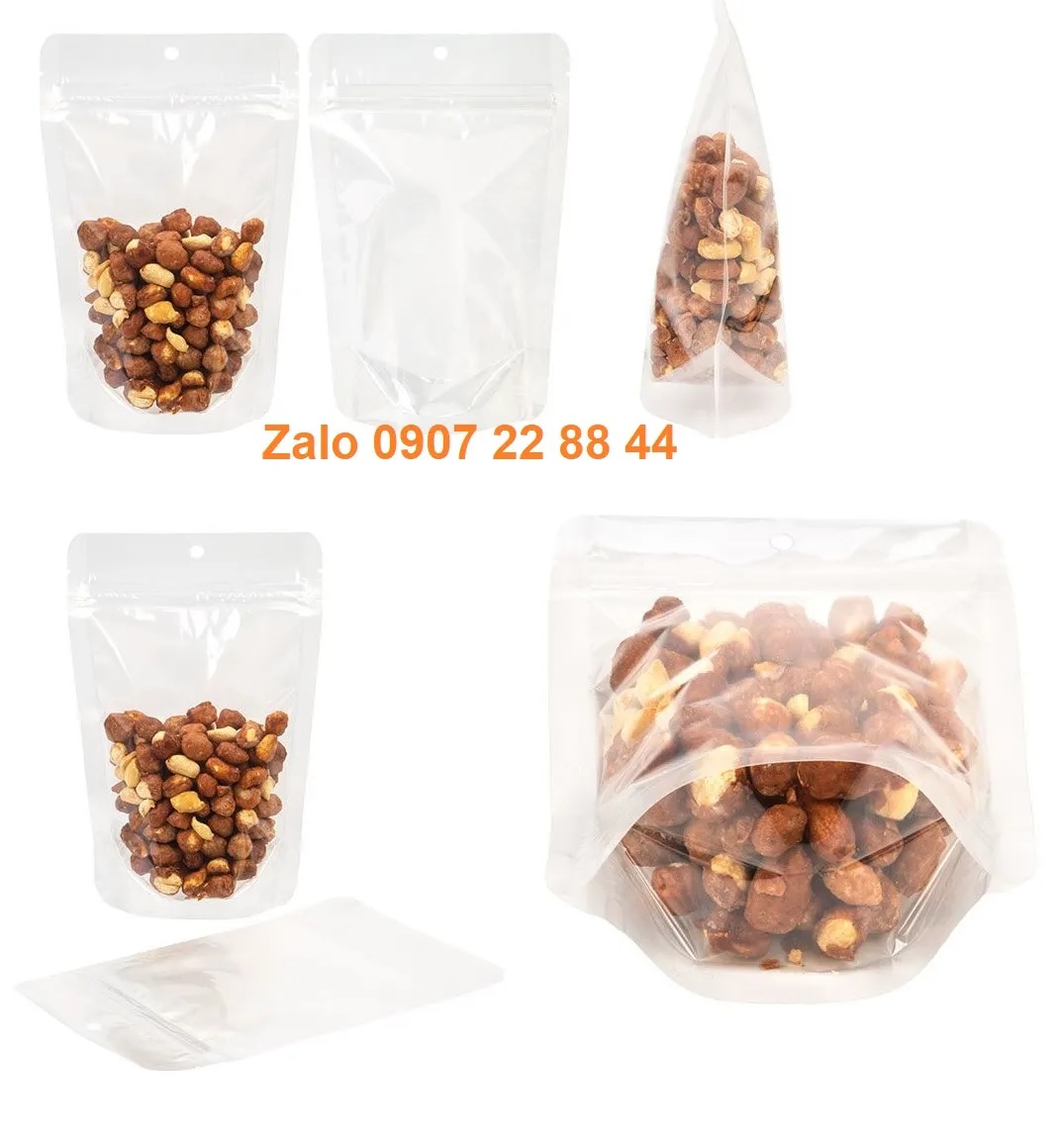 1KG TÚI ZIP ĐÁY ĐỨNG 2 MẶT TRONG SUỐT