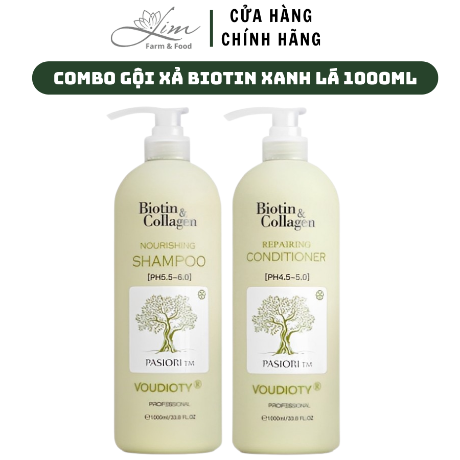 Cặp dầu gội xả biotin collagen xanh lá 1000ml